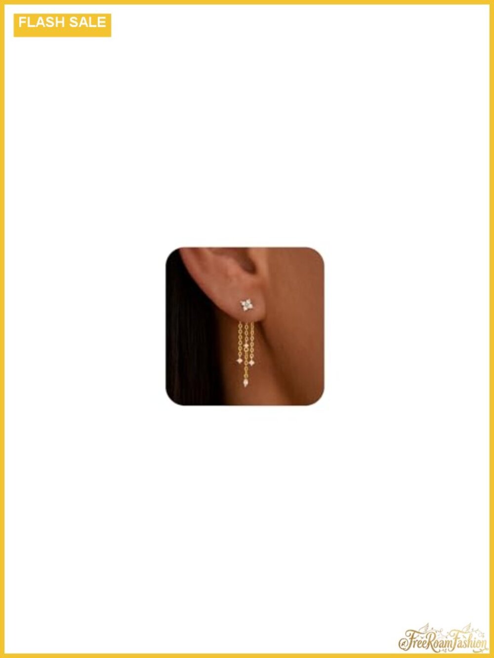 14k Gold Plated Dangle Earrings for Women CZ Bar Drop Chandelier Formal Wedding